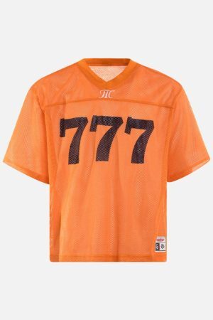 Concert Outfit Jersey Letter Print Quick Dry V-Neck T-Shirt