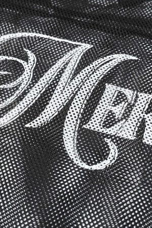 Concert Outfit Jersey Mesh Blouse Hollow T-Shirt