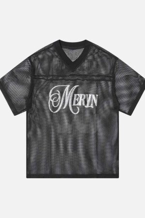 Concert Outfit Jersey Mesh Blouse Hollow T-Shirt