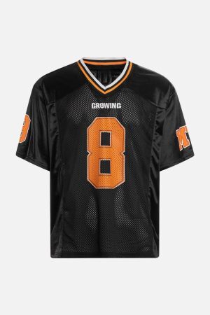 Concert Outfit Jersey Print Oversize V-Neck T-Shirt