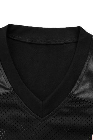 Concert Outfit Jersey Print V-Neck Oversize Short Sleeve T-Shirt