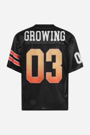 Concert Outfit Jersey Print V-Neck Oversize Short Sleeve T-Shirt