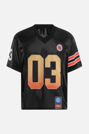 Concert Outfit Jersey Print V-Neck Oversize Short Sleeve T-Shirt