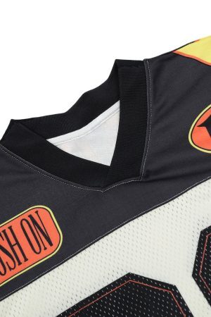 Concert Outfit Jersey Style Flame Print T-Shirt