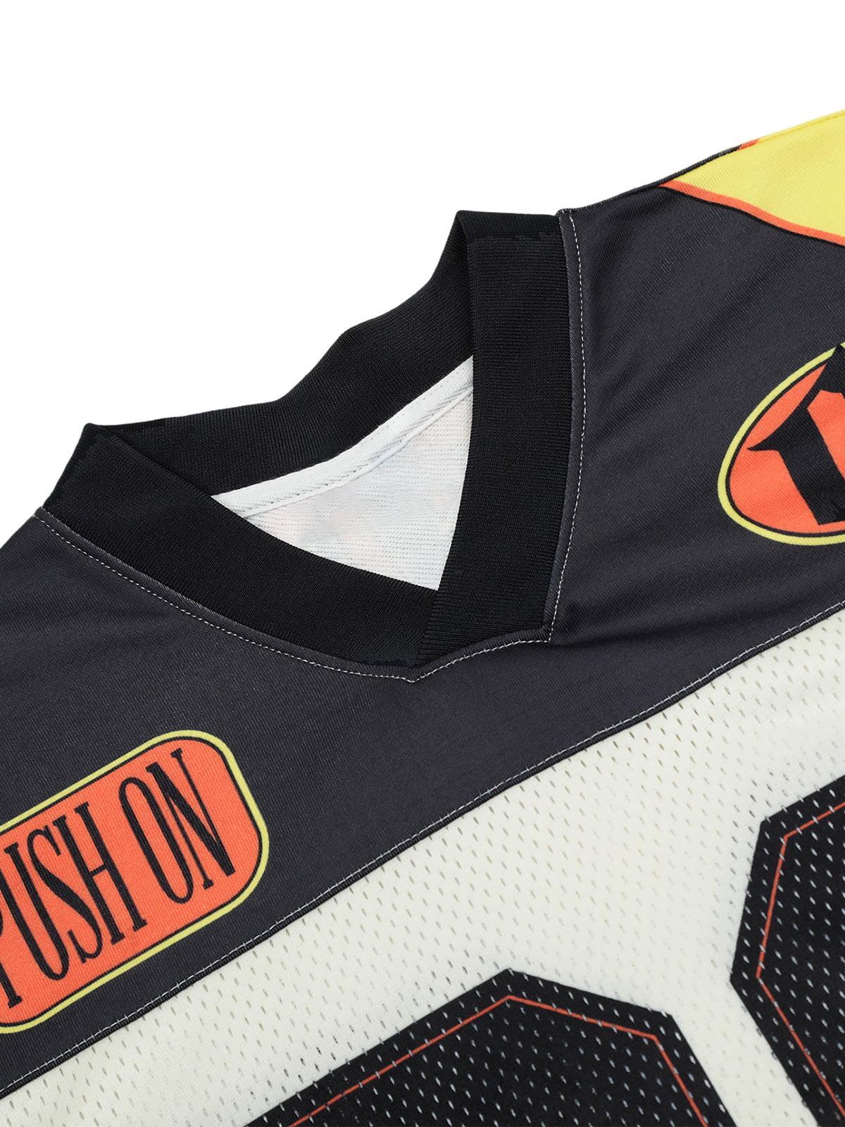 Concert Outfit Jersey Style Flame Print T-Shirt Concert Outfit Jersey Style Flame Print T-Shirt