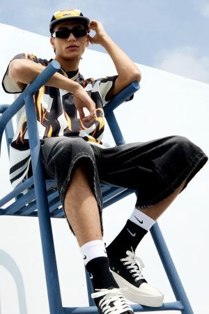 Concert Outfit Jersey Style Flame Print T-Shirt