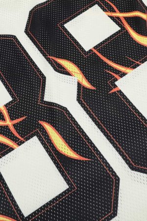 Concert Outfit Jersey Style Flame Print T-Shirt