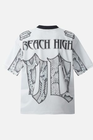 Concert Outfit Jersey Style Snake Print T-Shirt