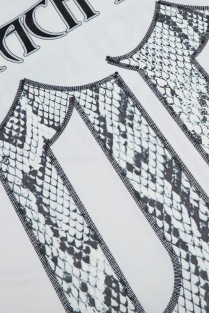 Concert Outfit Jersey Style Snake Print T-Shirt