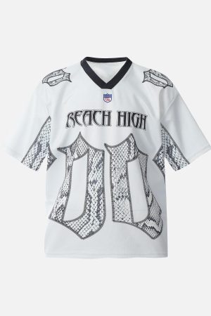 Concert Outfit Jersey Style Snake Print T-Shirt