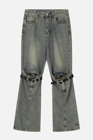 Concert Outfit Knee Belt Loose Jeans