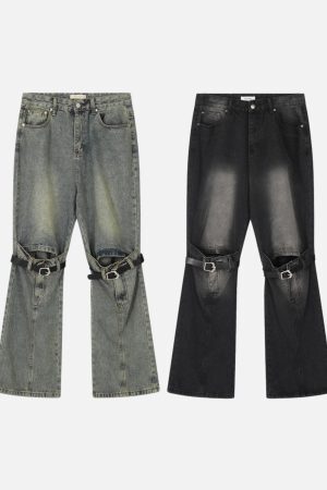 Concert Outfit Knee Belt Loose Jeans