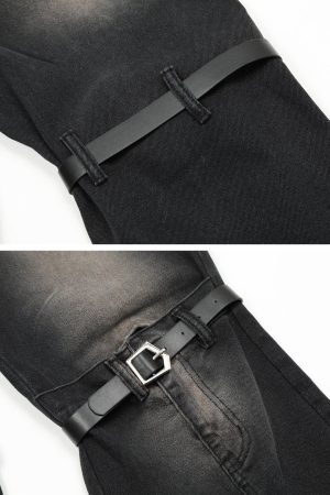 Concert Outfit Knee Belt Loose Jeans
