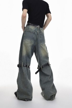 Concert Outfit Knee Belt Loose Jeans