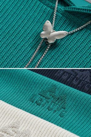 Concert Outfit Knit Solid Hoodie