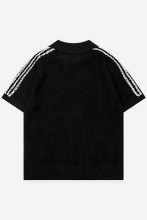 Concert Outfit Knitted Short Sleeve Polo Sweater