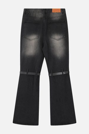 Concert Outfit Lace-Up Ripped Wash Jeans