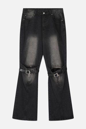 Concert Outfit Lace-Up Ripped Wash Jeans