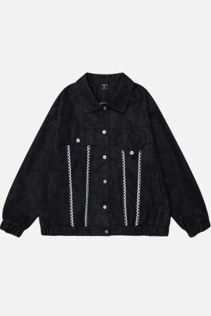 Concert Outfit Lace Washed Faux Leather Jacket