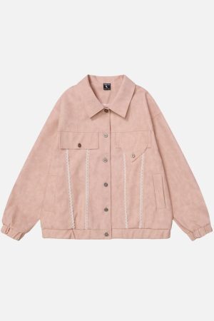 Concert Outfit Lace Washed Faux Leather Jacket