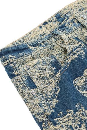 Concert Outfit Landscape Jacquard Straight Jeans