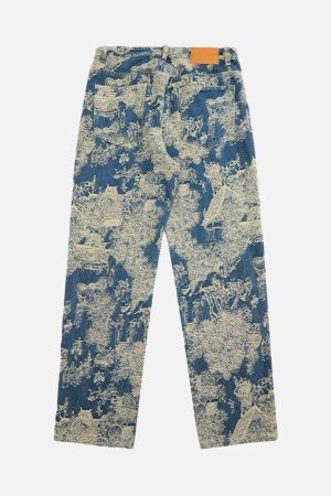 Concert Outfit Landscape Jacquard Straight Jeans