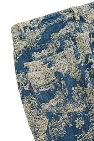 Concert Outfit Landscape Jacquard Straight Jeans