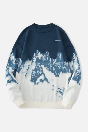 Concert Outfit Landscape Snow Mountain Jacquard Sweater