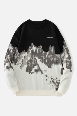 Concert Outfit Landscape Snow Mountain Jacquard Sweater