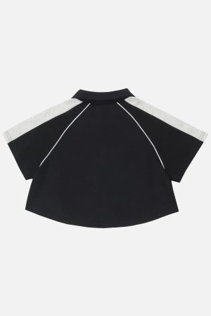 Concert Outfit Lapel Zipper Colorblock Tee