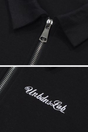 Concert Outfit Lapel Zipper Colorblock Tee