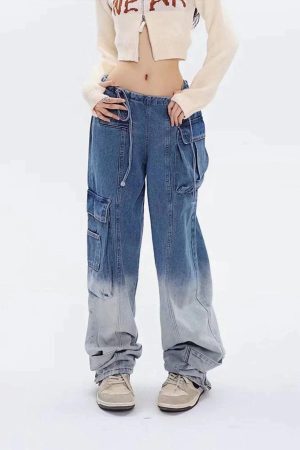 Concert Outfit Large Pocket Gradient Jeans