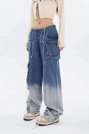 Concert Outfit Large Pocket Gradient Jeans