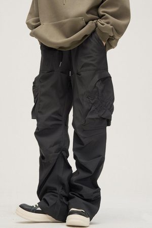 Concert Outfit Large Pocket Wrinkle Cargo Pants