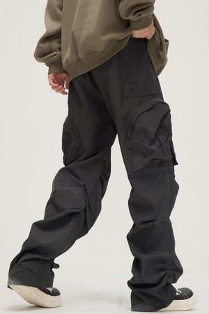Concert Outfit Large Pocket Wrinkle Cargo Pants