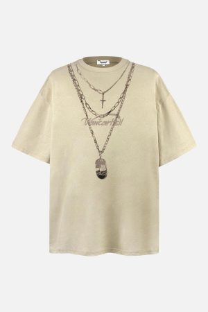 Concert Outfit Layered Chains Graphic Print Tee