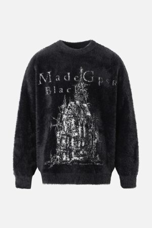 Concert Outfit Lazy Style Plus Velvet Print Sweater