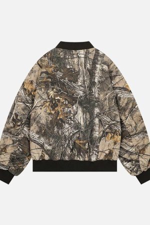 Concert Outfit Leaf Camouflage Baseball Bomber Jacket