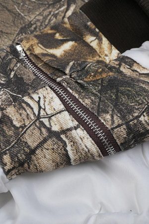 Concert Outfit Leaf Camouflage Baseball Bomber Jacket