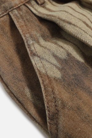 Concert Outfit Leaf Pattern Washed Jorts