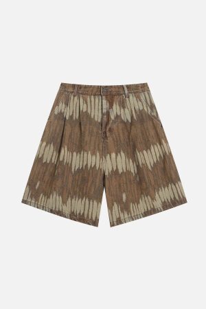 Concert Outfit Leaf Pattern Washed Jorts