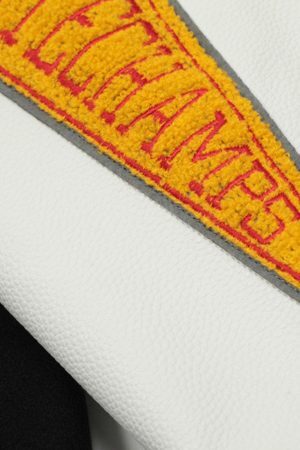 Concert Outfit Leather Patchwork  Embroidery Quilted Bomber Jacket