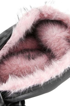 Concert Outfit Leather Pink Fur Hooded Quilted Jacket