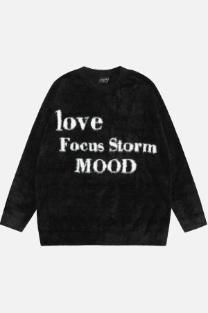 Concert Outfit Leisure Letter Round Neck Sweater