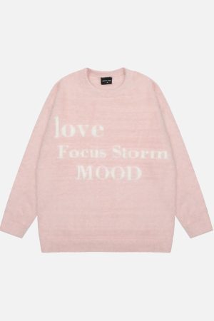 Concert Outfit Leisure Letter Round Neck Sweater