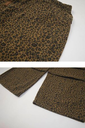 Concert Outfit Leopard Print Drawstring Cargo Pants