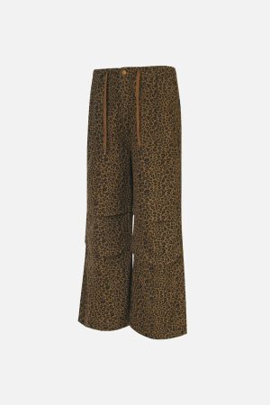 Concert Outfit Leopard Print Drawstring Cargo Pants