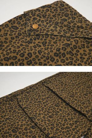 Concert Outfit Leopard Print Drawstring Cargo Pants