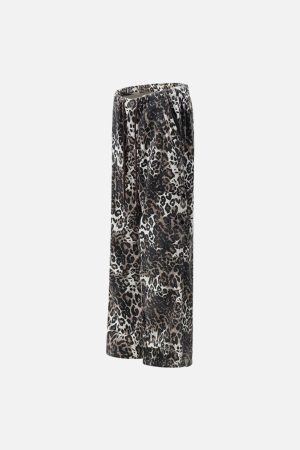 Concert Outfit Leopard Print Pleated Drawstring Pants
