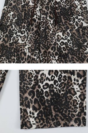 Concert Outfit Leopard Print Pleated Drawstring Pants